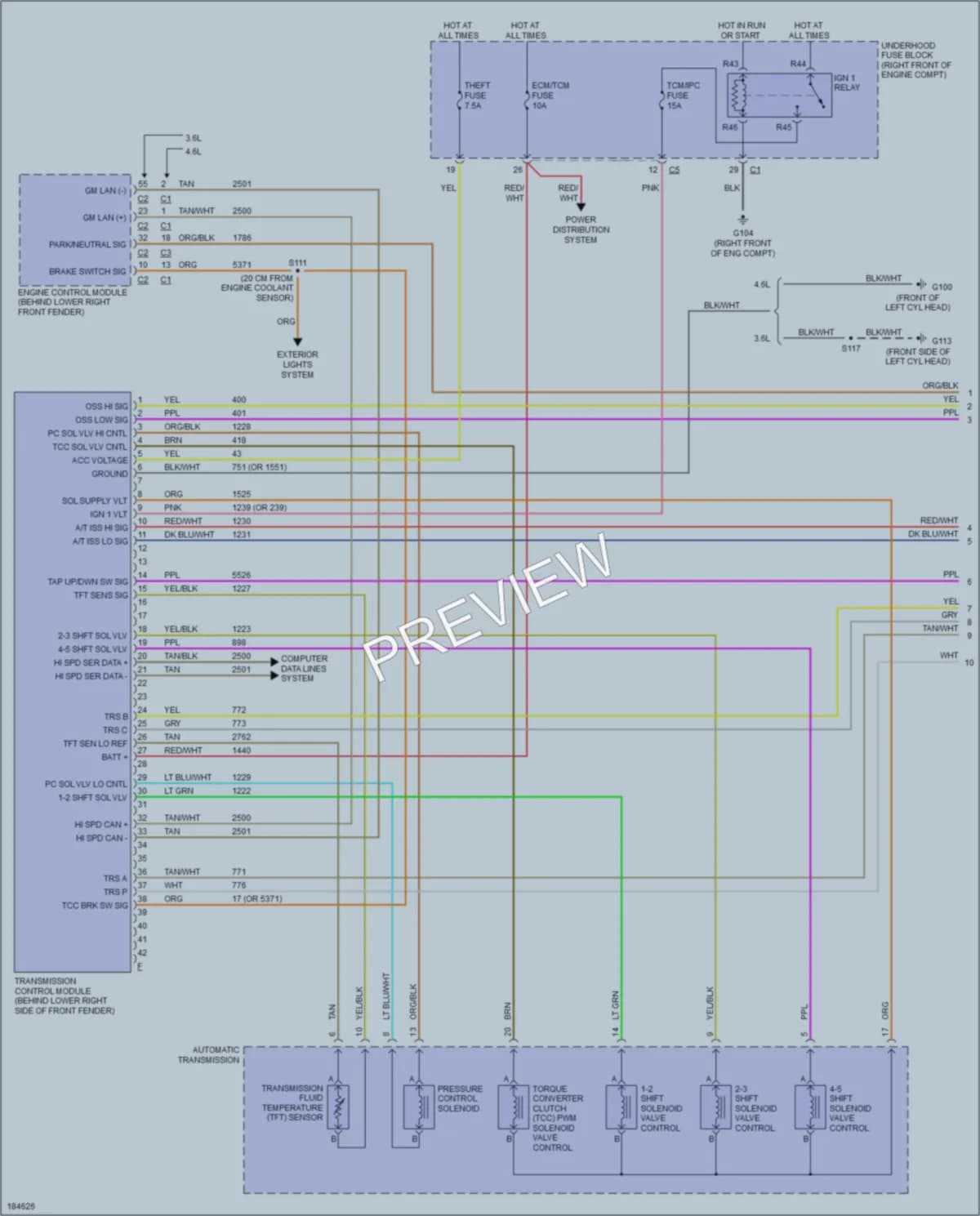 2004 Cadillac SRX Transmission wiring diagram preview