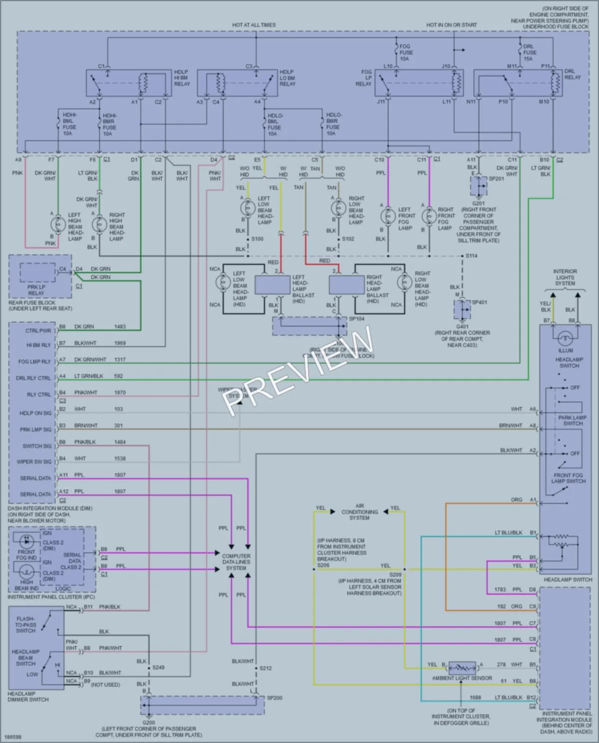 2004 Cadillac Seville Headlights wiring diagram preview