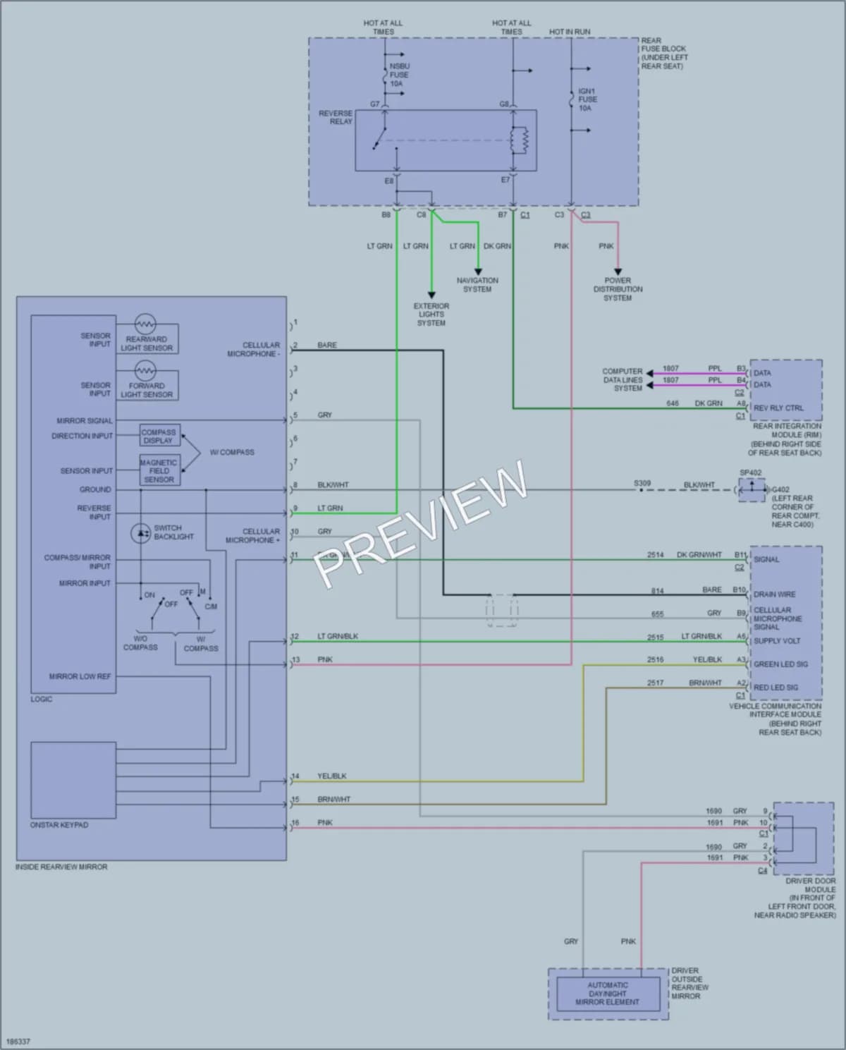2004 Cadillac Seville Power Mirrors wiring diagram preview