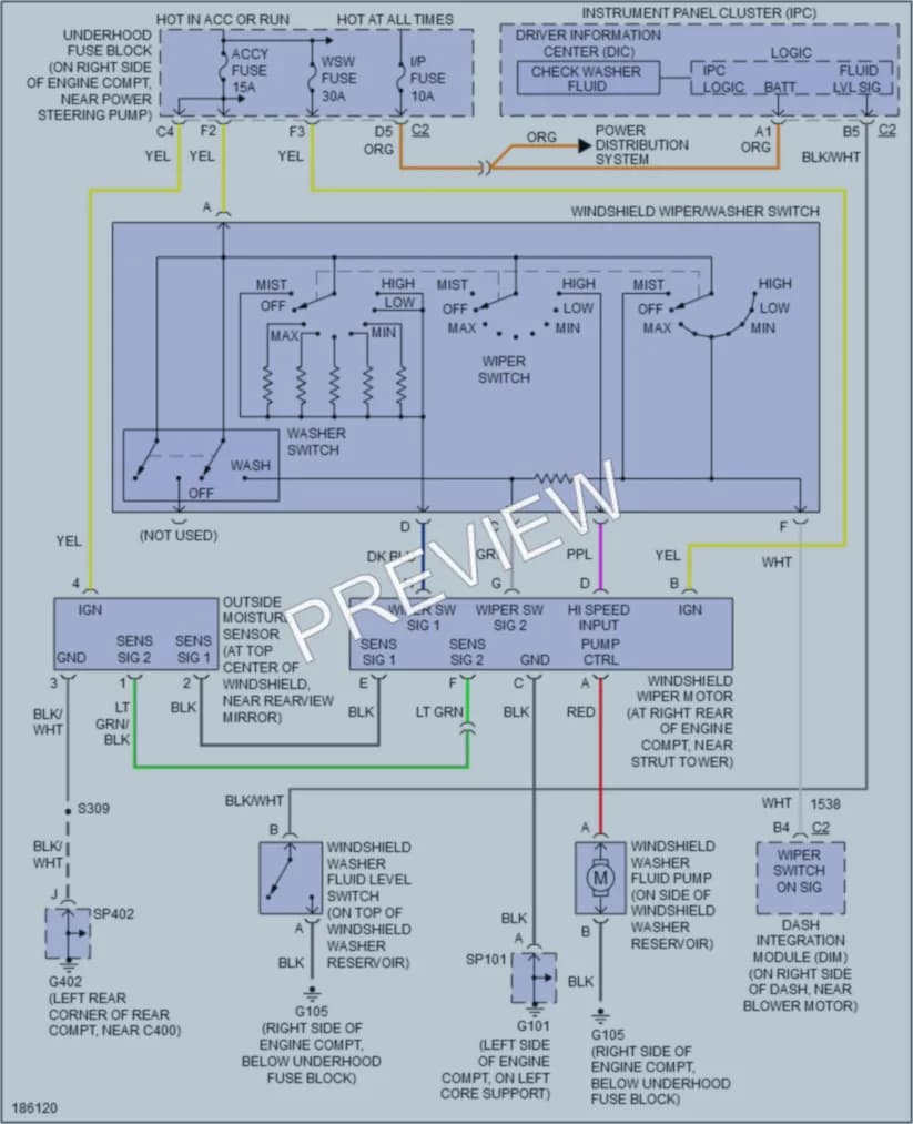 2004 Cadillac Seville Wiper Washer wiring diagram preview