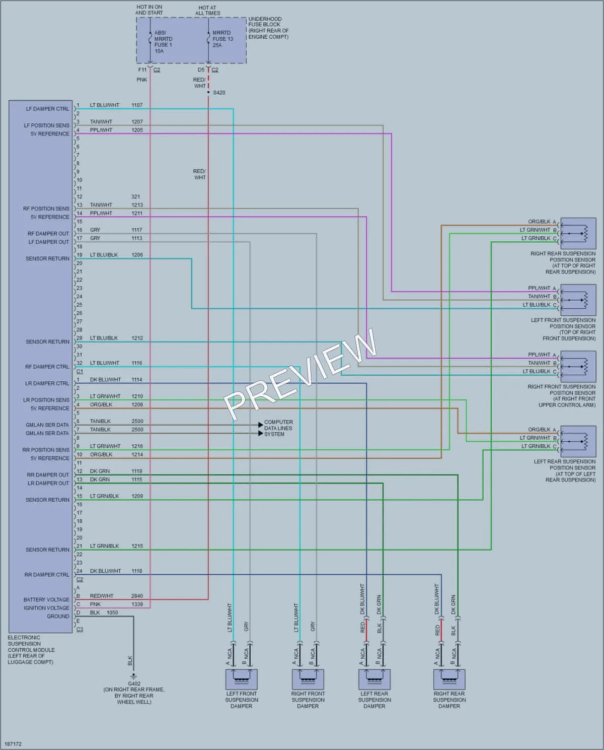 2004 Cadillac XLR Electronic Suspension wiring diagram preview