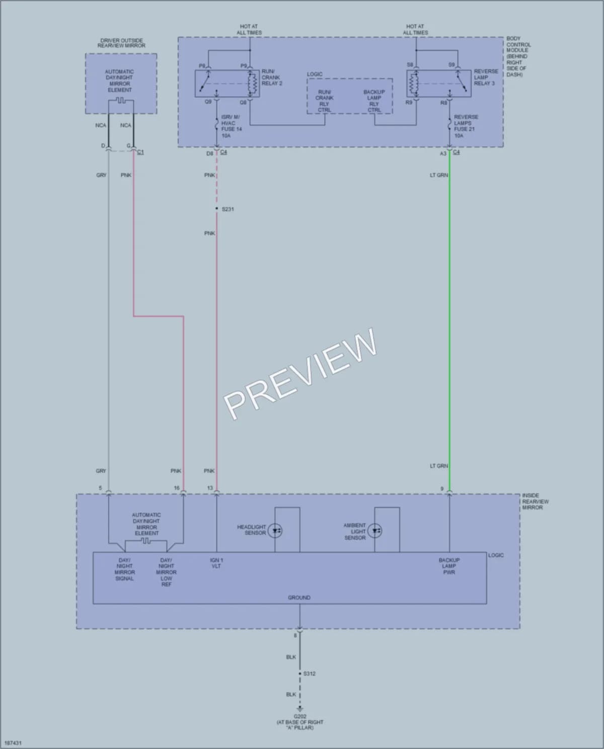 2004 Cadillac XLR Power Mirrors wiring diagram preview