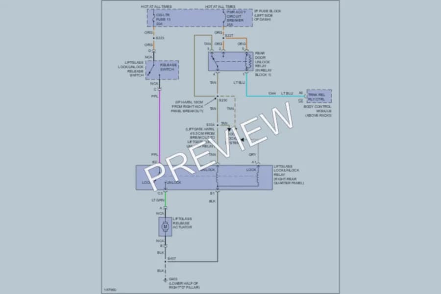 2004 Chevrolet Astro Trunk Tailgate Fuel Door wiring diagram preview