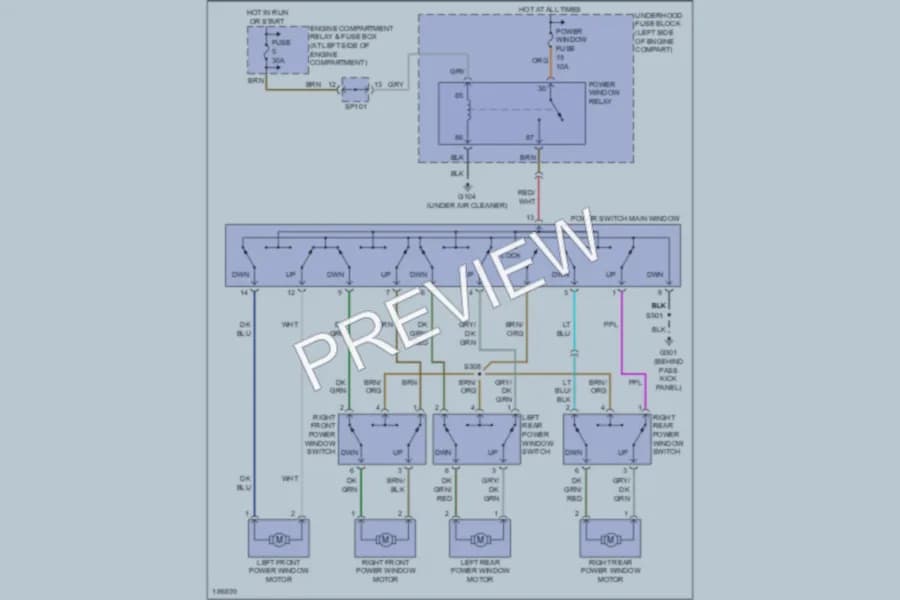 2004 Chevrolet Aveo Power Windows wiring diagram preview