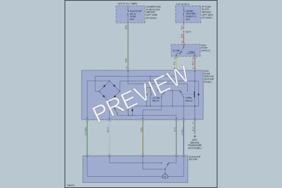 2004 Chevrolet Aveo5 Power Top Sunroof wiring diagram preview