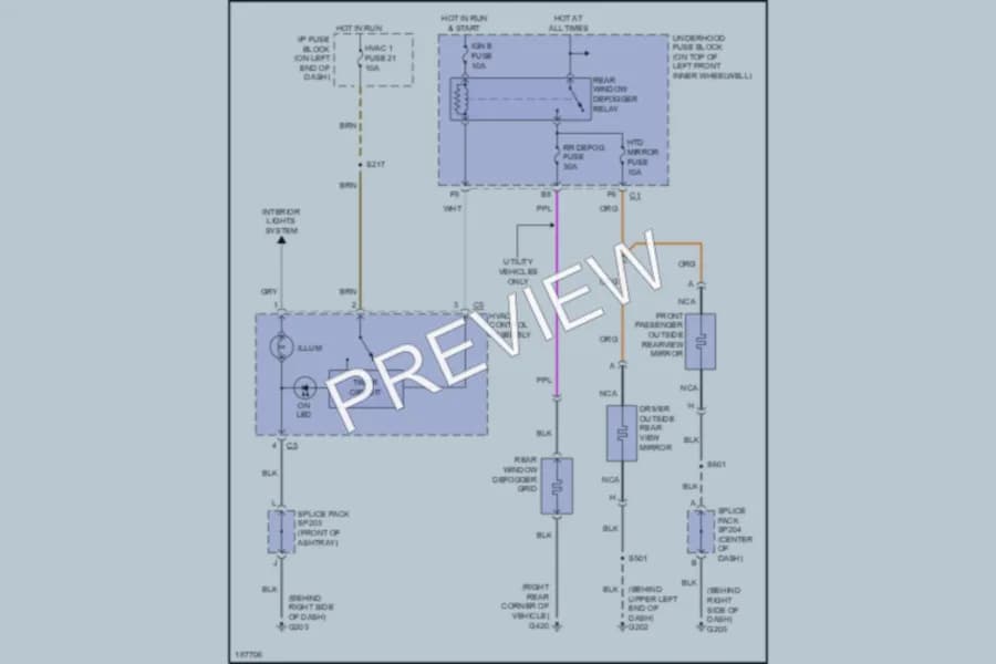 2004 Chevrolet Blazer Defoggers wiring diagram preview