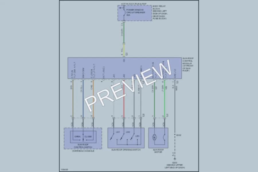 2004 Chevrolet Blazer Power Top Sunroof wiring diagram preview