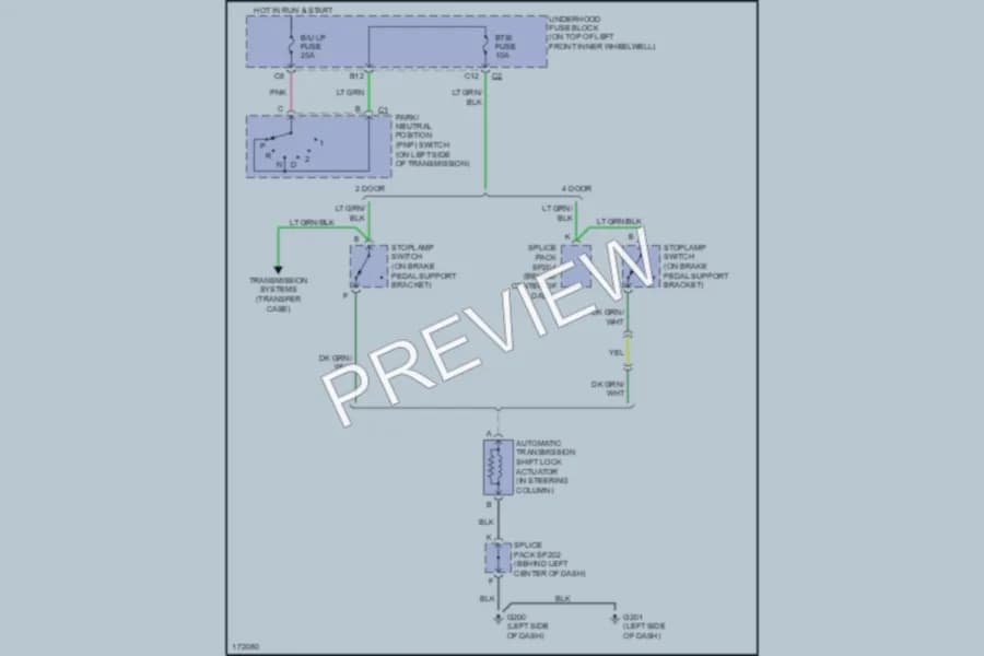 2004 Chevrolet Blazer Shift Interlock wiring diagram preview