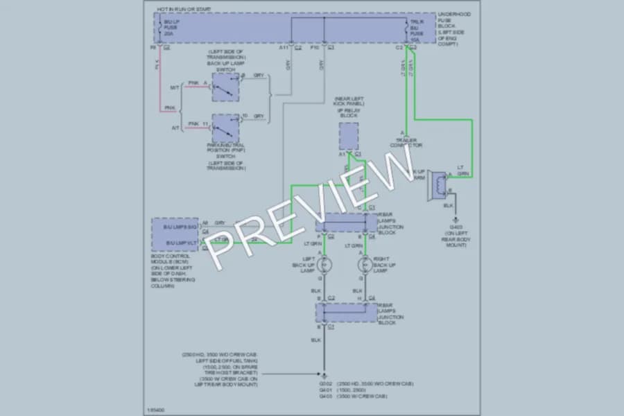 2004 Chevrolet 1500 Exterior Lights wiring diagram preview with protected circuit layout