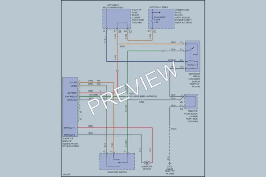 2004 Chevrolet C1500Suburban Power Top Sunroof wiring diagram preview