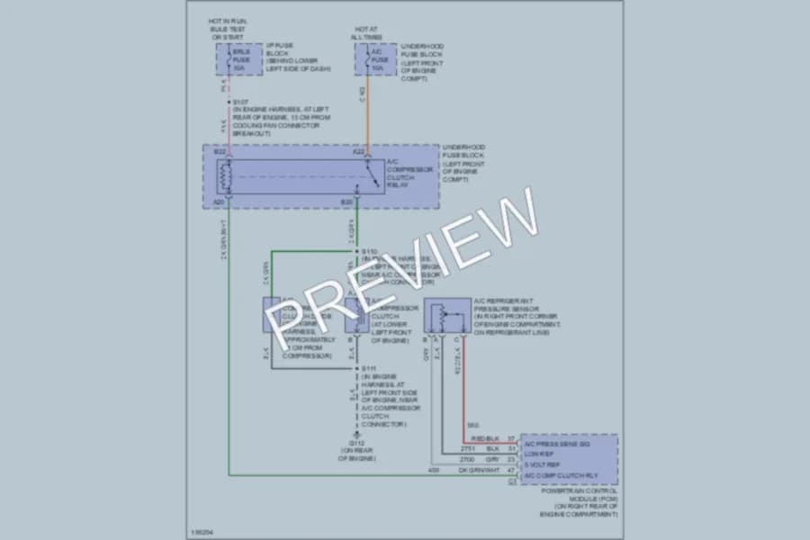 2004 Chevrolet Cavalier Air Conditioning wiring diagram preview