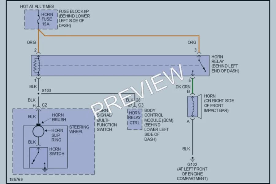 2004 Chevrolet Cavalier Horn wiring diagram preview