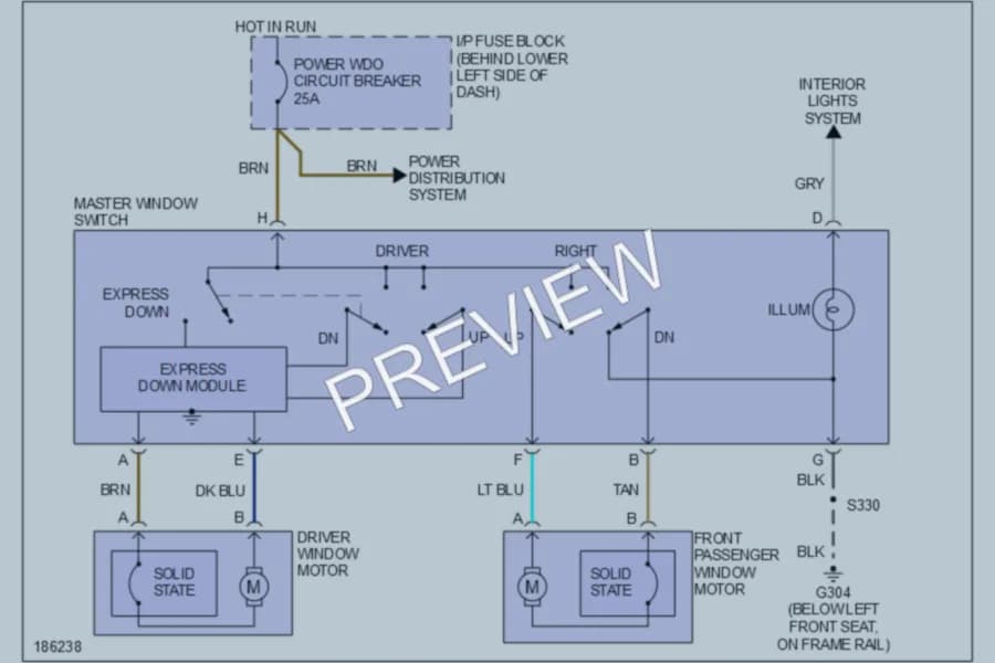 2004 Chevrolet Cavalier Power Windows wiring diagram preview