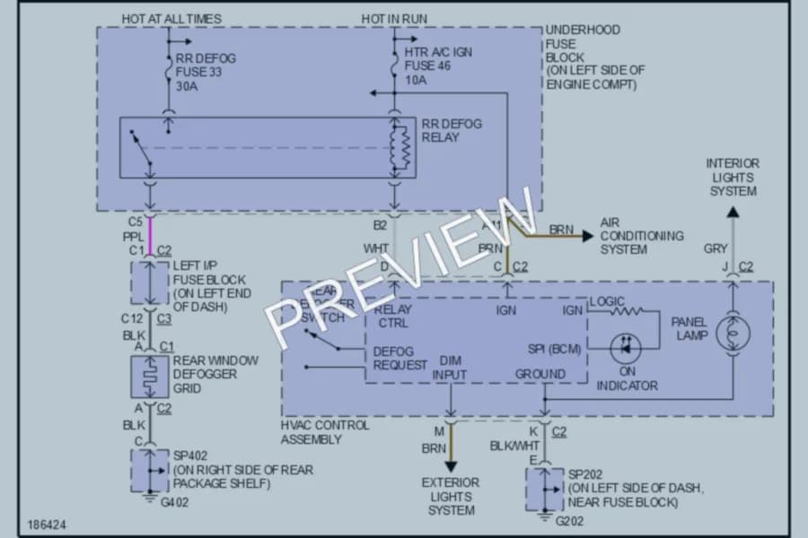 2004 Chevrolet Classic Defoggers wiring diagram preview