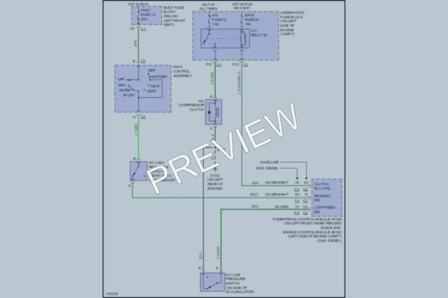 2004 Chevrolet G1500 Air Conditioning wiring diagram preview with protected circuit layout