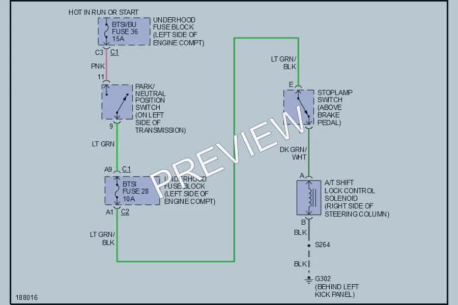 2004 Chevrolet G2500 Shift Interlock wiring diagram preview with protected circuit layout