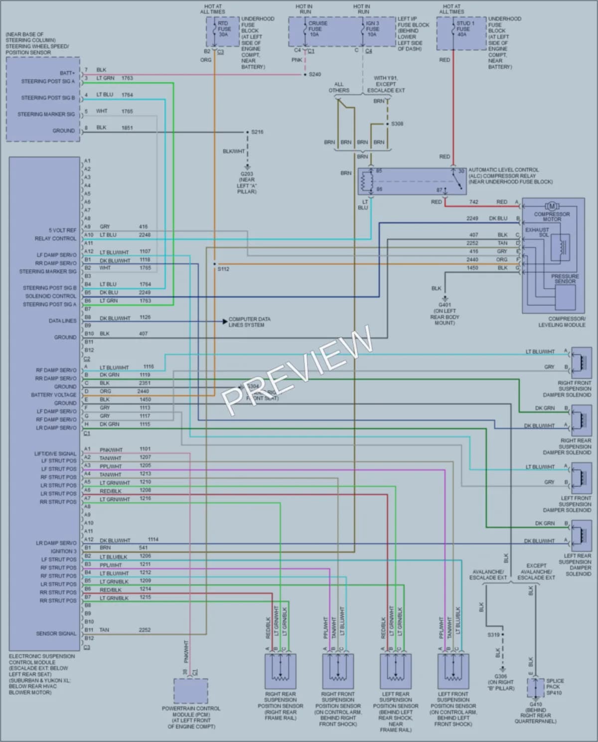 2004 Chevrolet K2500Avalanche Electronic Suspension wiring diagram preview