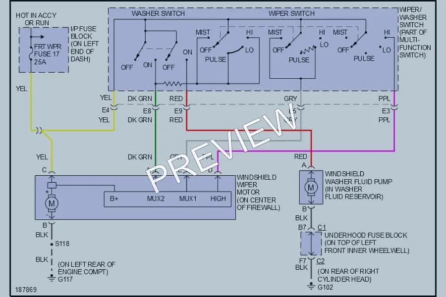 2004 Chevrolet S10 Wiper Washer wiring diagram preview