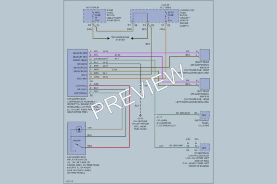 2004 Chevrolet TrailBlazer Electronic Suspension wiring diagram preview