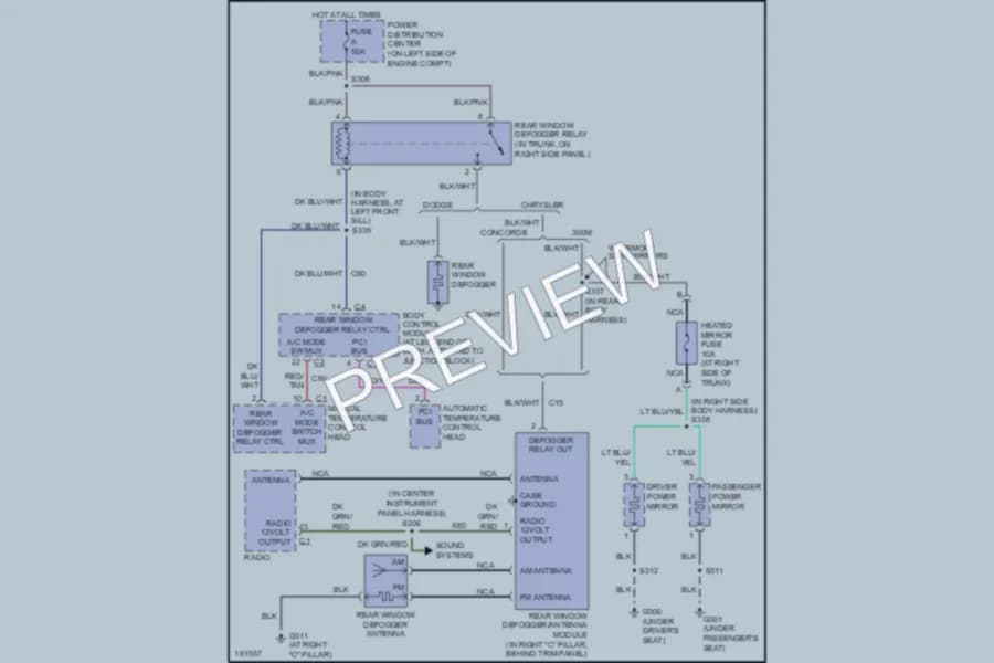 2004 Chrysler 300M Defoggers wiring diagram preview