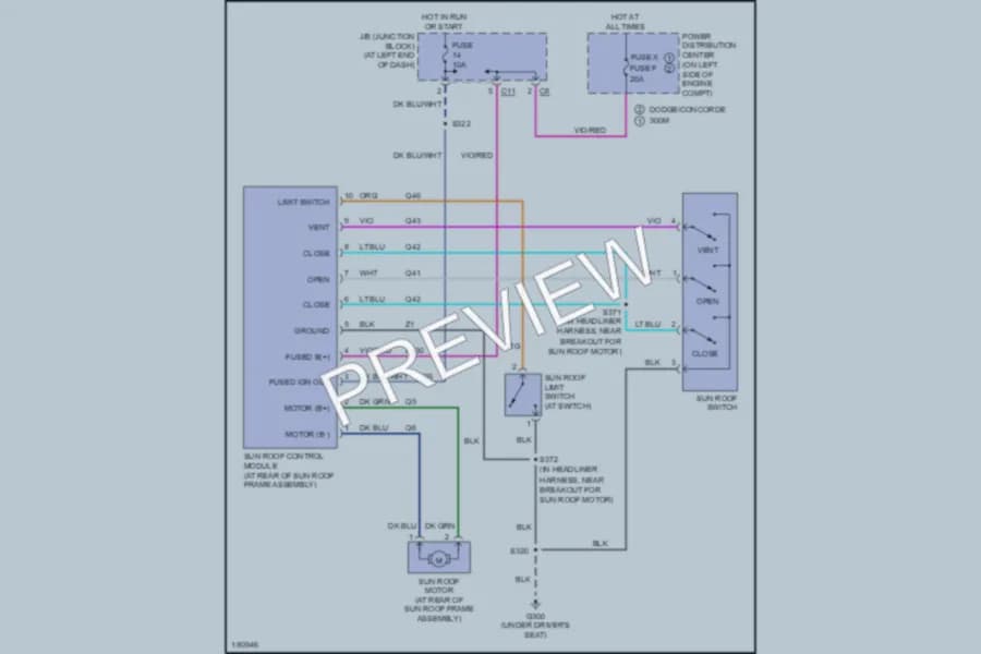 2004 Chrysler 300M Power Top Sunroof wiring diagram preview