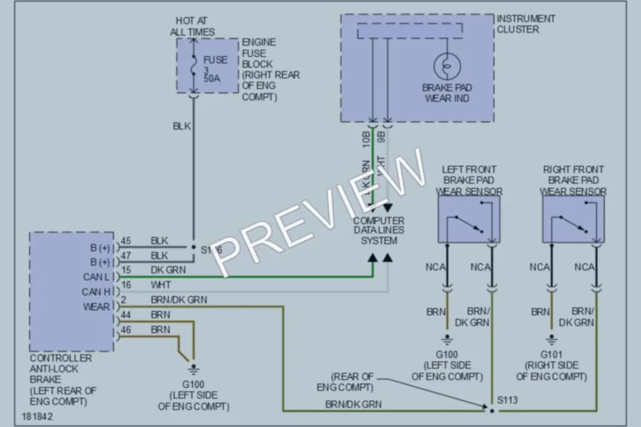 2004 Chrysler Crossfire Warning Systems wiring diagram preview