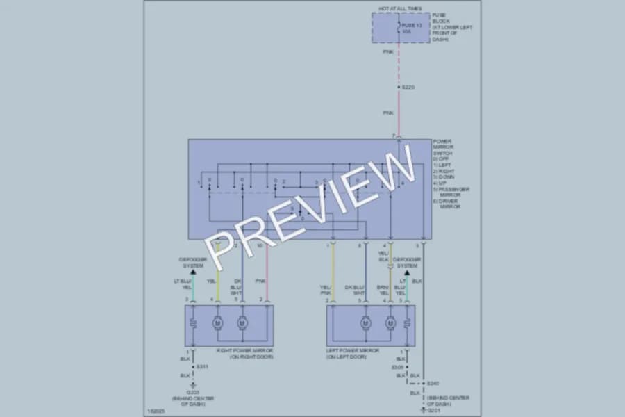 2004 Chrysler PTCruiser Power Mirrors wiring diagram preview