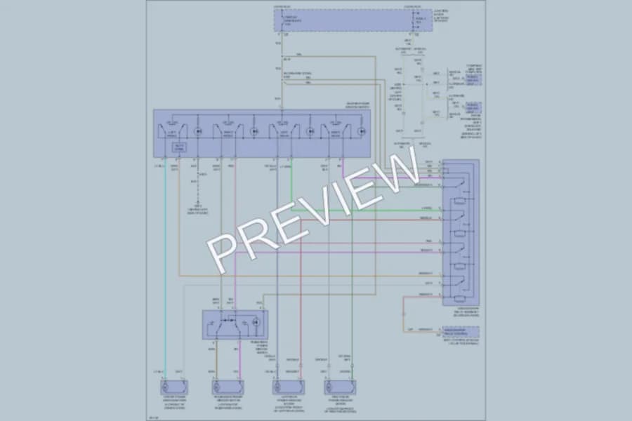 2004 Chrysler 2D Convertible Power Windows wiring diagram preview with protected circuit layout