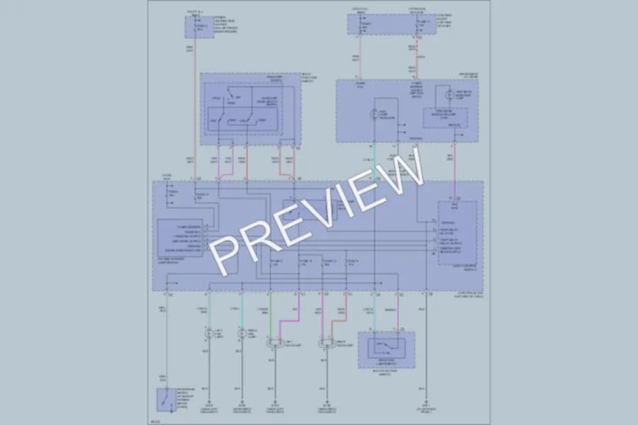 2004 Chrysler 4D Sedan Headlights wiring diagram preview with protected circuit layout