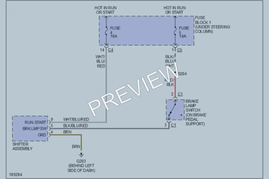 2004 Dodge 2500Sprinter Shift Interlock wiring diagram preview