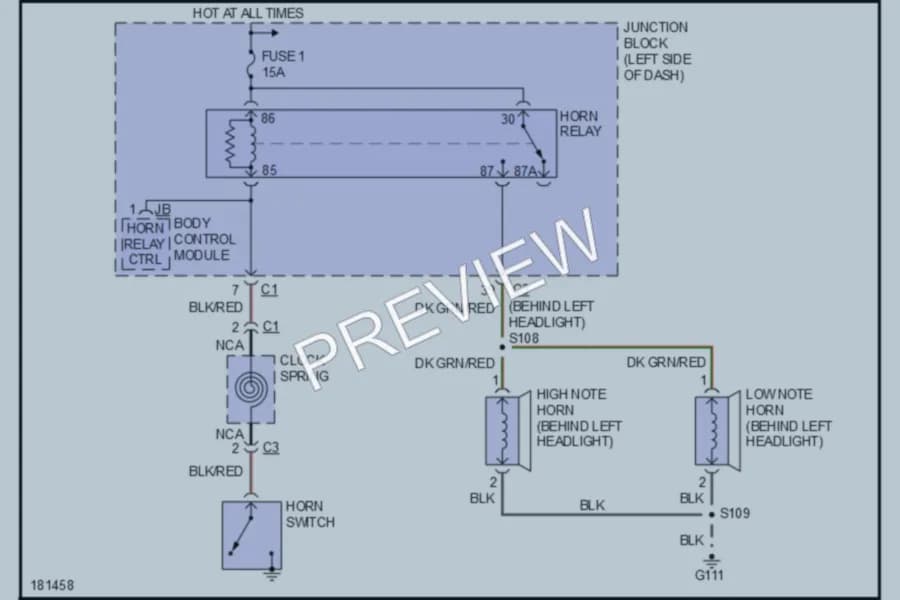 2004 Dodge Dakota Horn wiring diagram preview