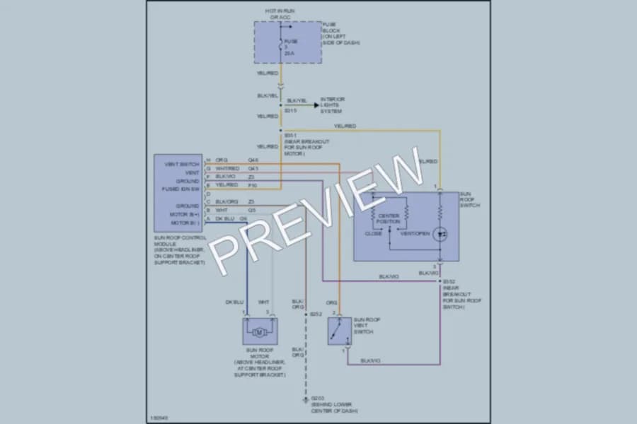 2004 Dodge Neon Power Top Sunroof wiring diagram preview