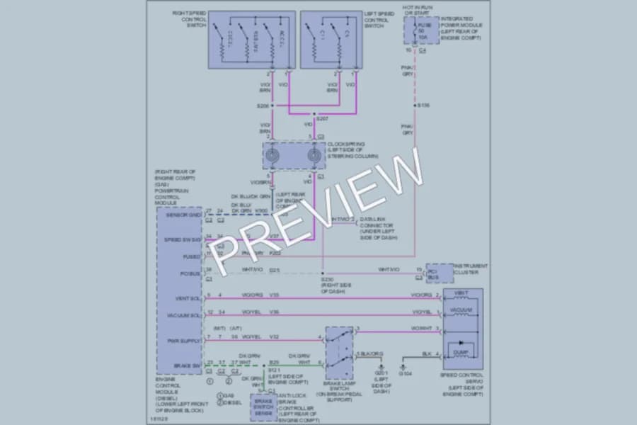 2004 Dodge R1500 Cruise Control wiring diagram preview with protected circuit layout