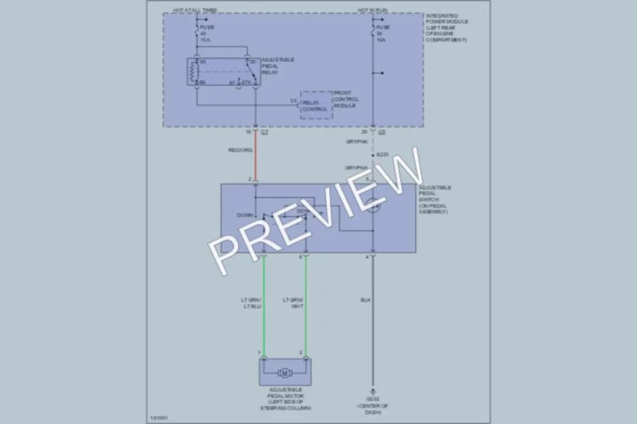 2004 Dodge R1500 Power Seats wiring diagram preview with protected circuit layout