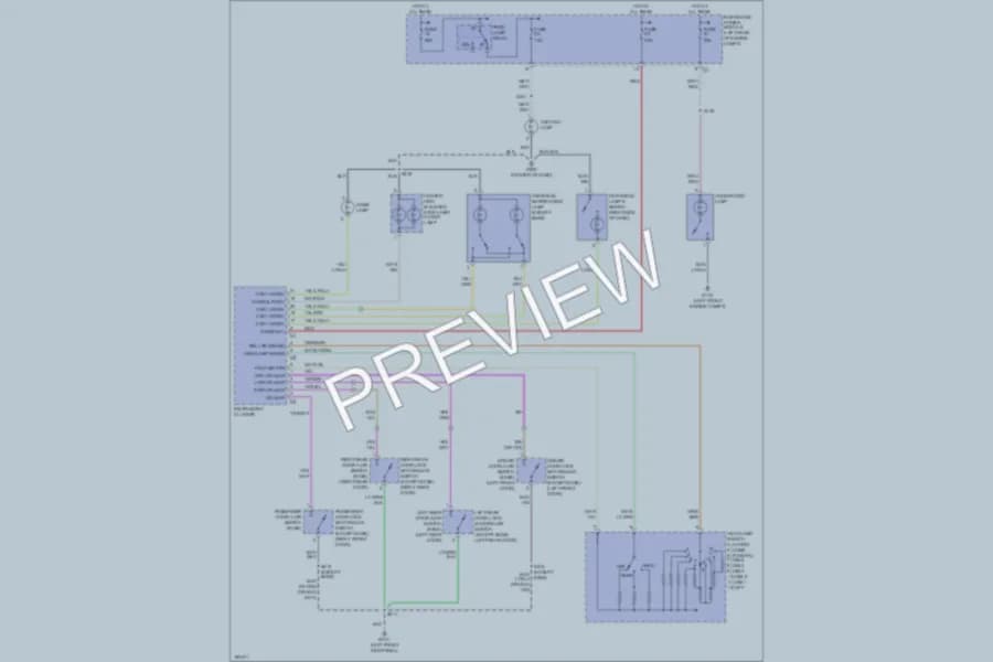 2004 Dodge R2500 Interior Lights wiring diagram preview with protected circuit layout