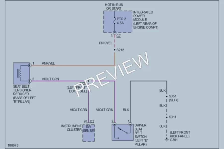 2004 Dodge R2500 Passive Restraints wiring diagram preview with protected circuit layout