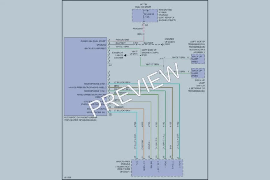2004 Dodge R2500 Power Mirrors wiring diagram preview with protected circuit layout