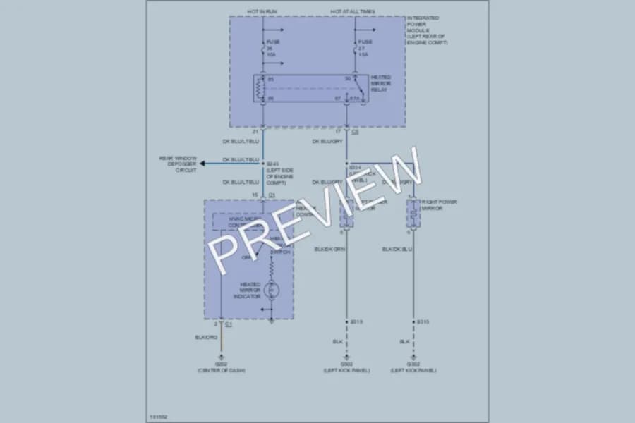 2004 Dodge R3500 Defoggers wiring diagram preview with protected circuit layout
