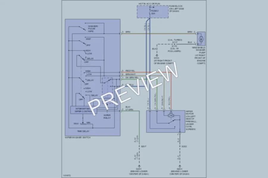 2004 Dodge SX20 Wiper Washer wiring diagram preview