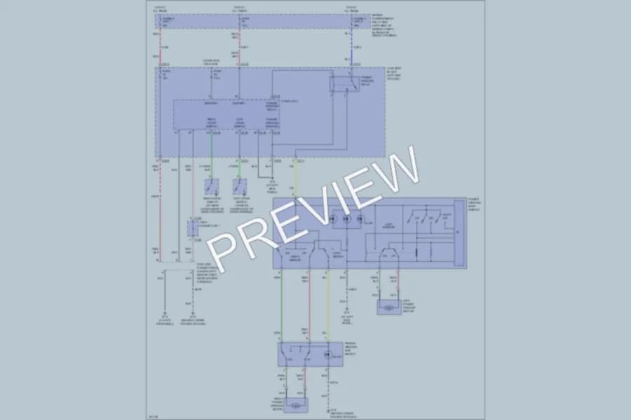 2004 Dodge 2D Coupe Power Windows wiring diagram preview with protected circuit layout