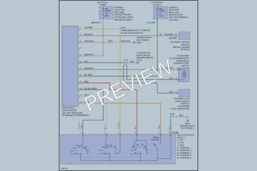 2004 Ford CrownVictoria Wiper Washer wiring diagram preview