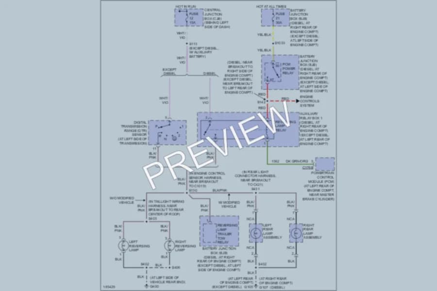 2004 Ford E150 Exterior Lights wiring diagram preview with protected circuit layout