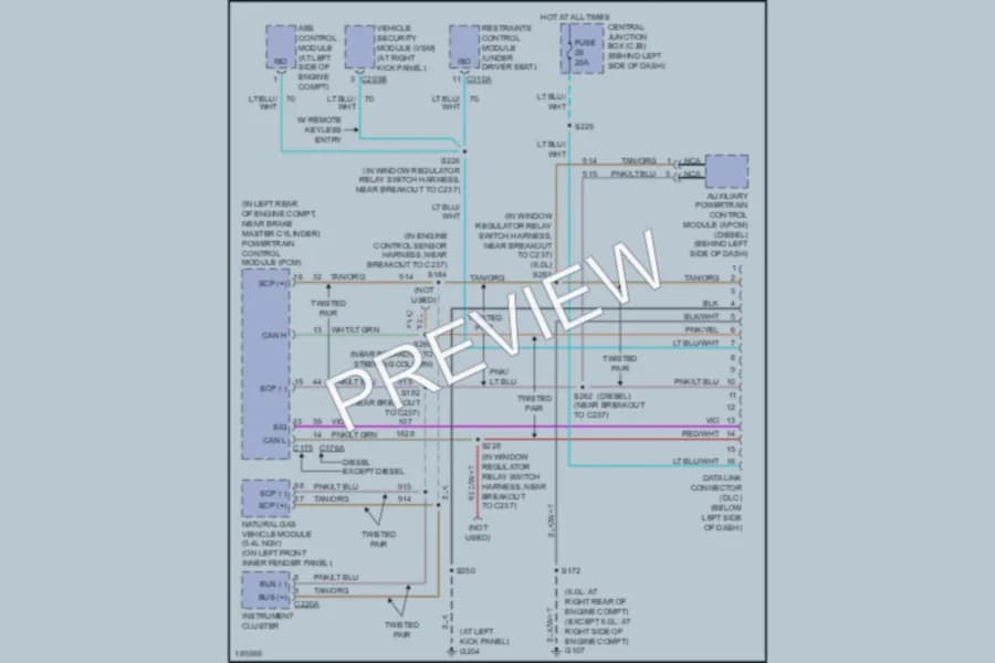 2004 Ford E250 Computer Data Lines wiring diagram preview with protected circuit layout