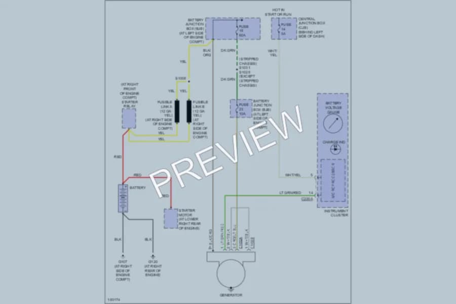 2004 Ford E250 Starting Charging wiring diagram preview with protected circuit layout