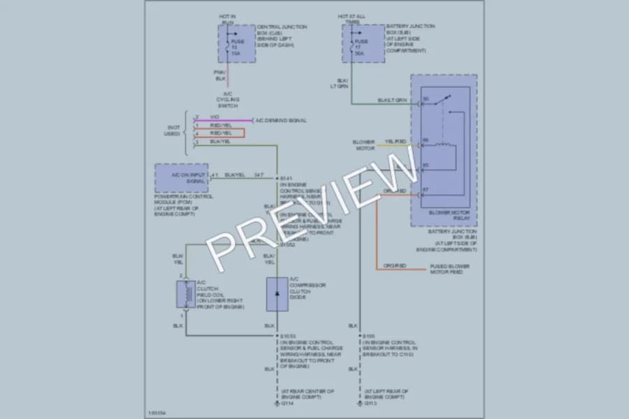 2004 Ford E350 Super Duty Air Conditioning wiring diagram preview with protected circuit layout