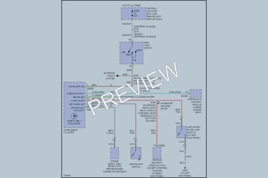 2004 Ford E350 Super Duty Warning Systems wiring diagram preview with protected circuit layout
