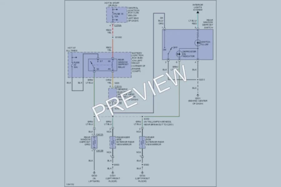 2004 Ford Escape Defoggers wiring diagram preview