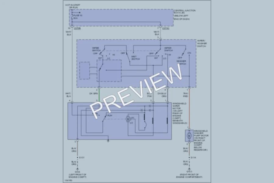 2004 Ford Escape Wiper Washer wiring diagram preview