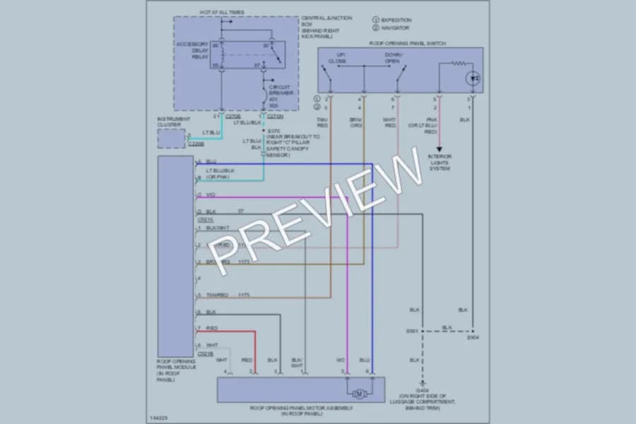 2004 Ford Expedition Power Top Sunroof wiring diagram preview