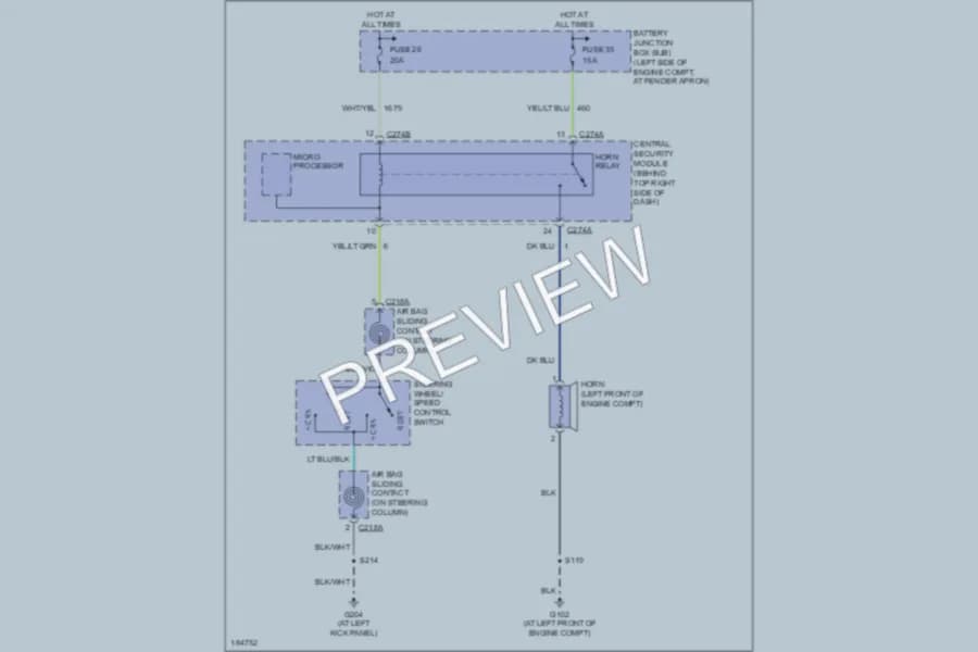 2004 Ford ExplorerSportTrac Horn wiring diagram preview